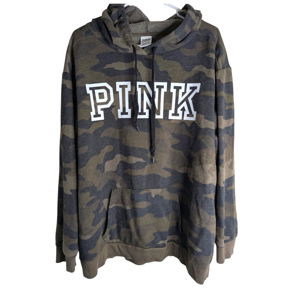 Victoria's Secret PINK Women's Camo Hoodie Size XL Cozy Cotton Blend